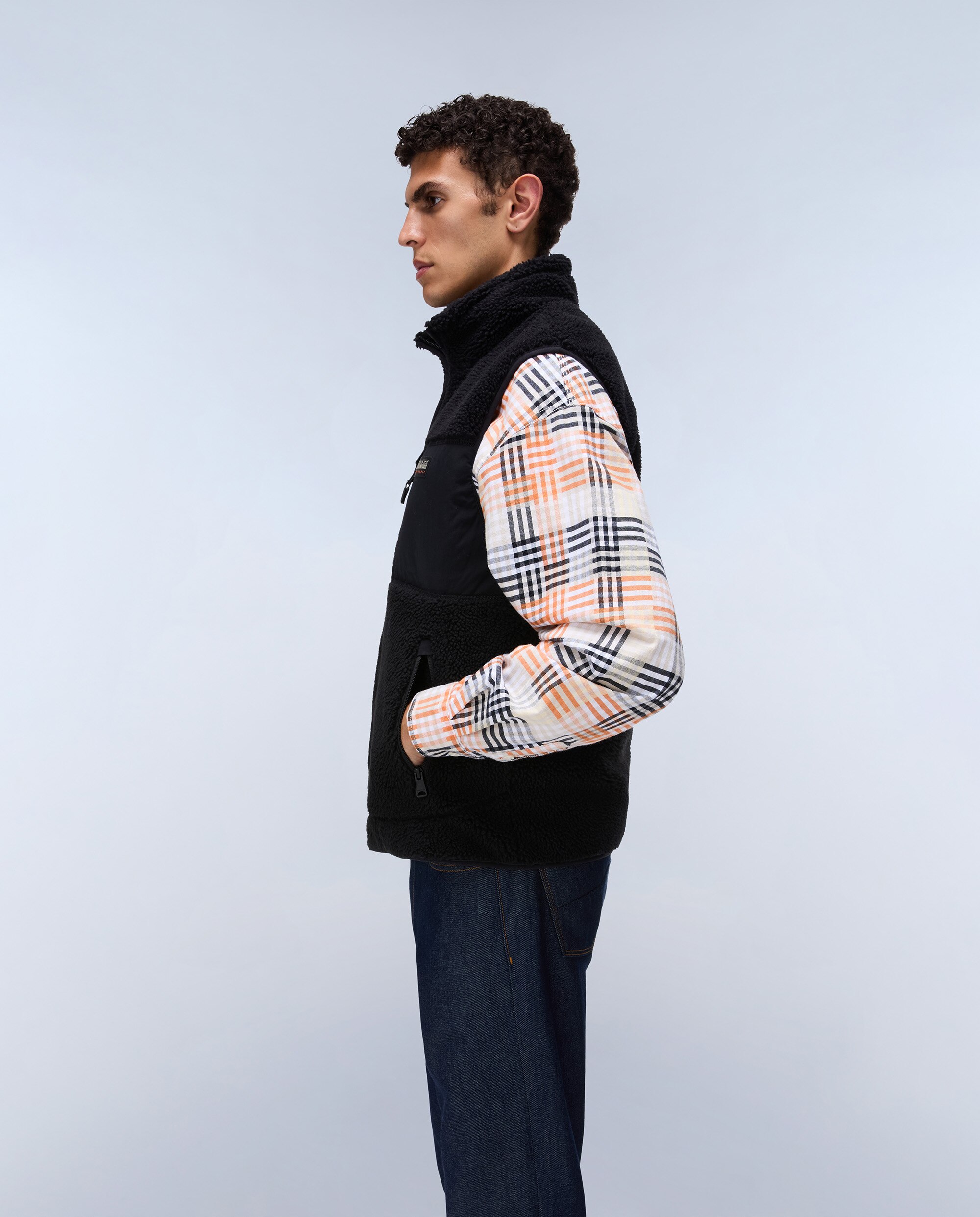 Chaleco forro polar de hombre yupik v con cremallera - Napapijri - Negro Negro-4