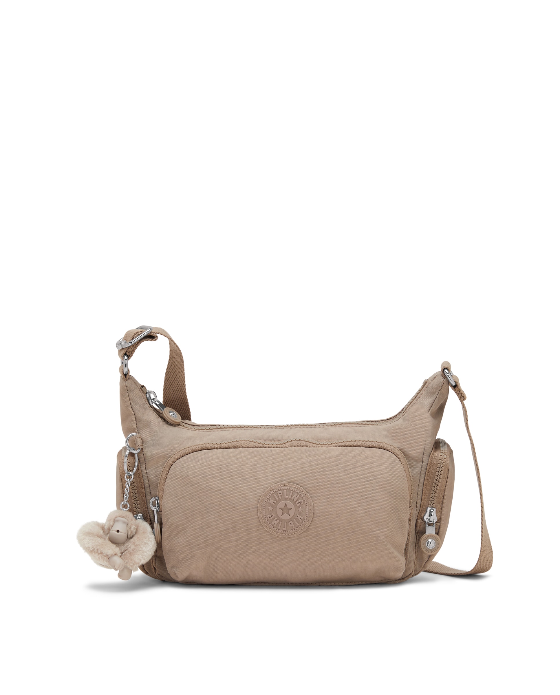 Bandolera pequeña de mujer con bolsillos externos y asa regulable - Kipling - Beige Beige-1