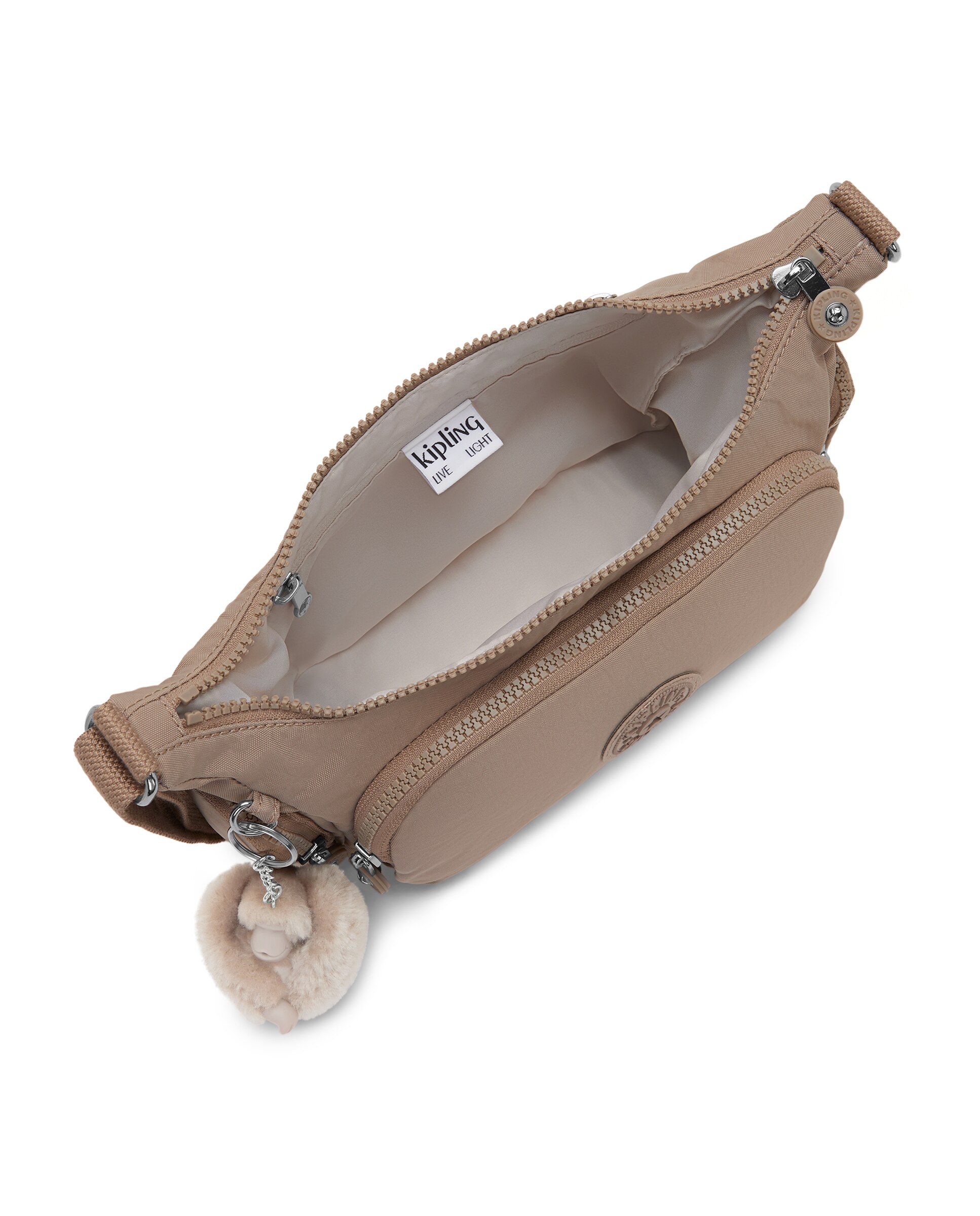 Bandolera pequeña de mujer con bolsillos externos y asa regulable - Kipling - Beige Beige-2