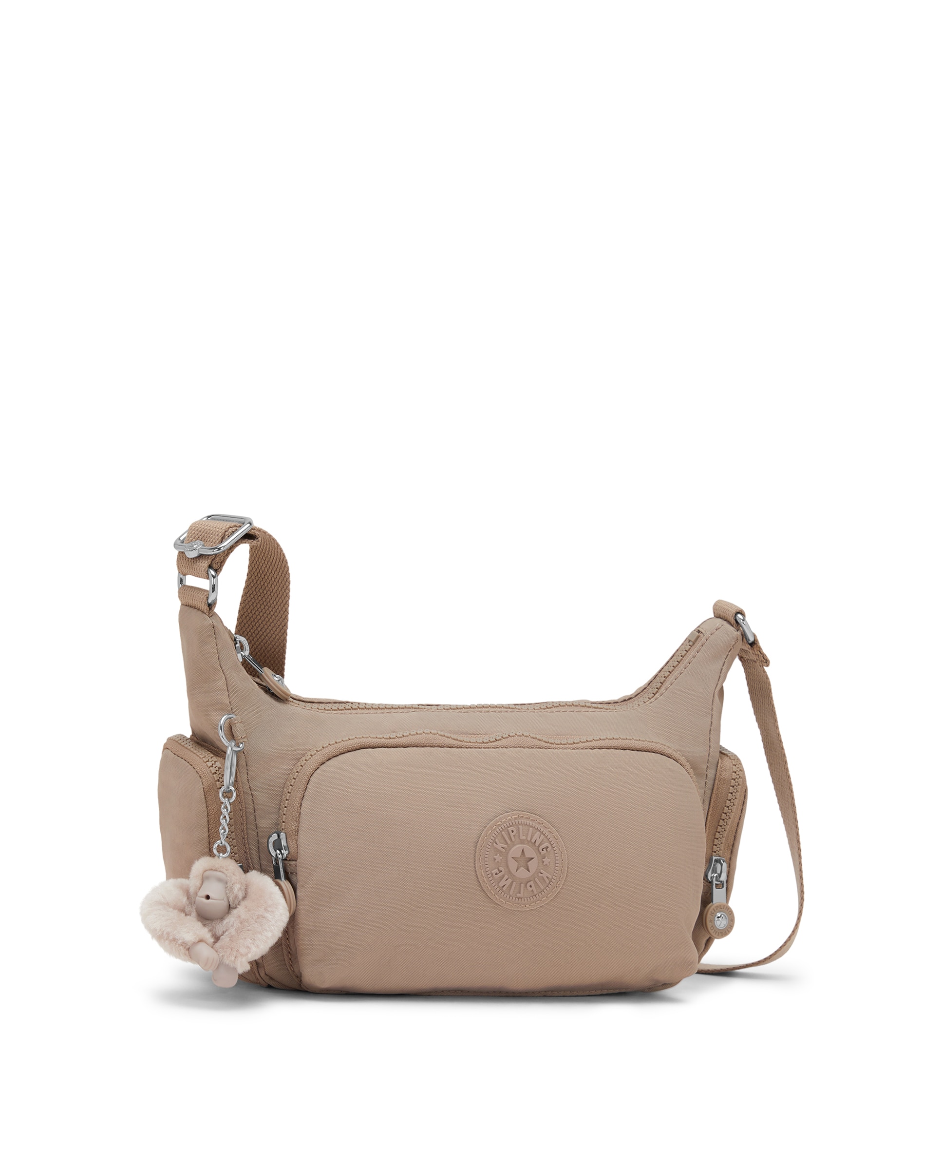 Bandolera pequeña de mujer con bolsillos externos y asa regulable - Kipling - Beige Beige-4