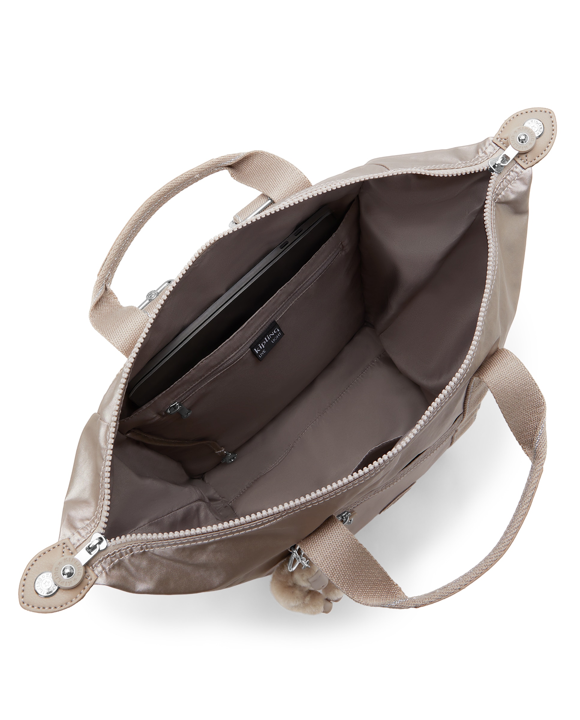 Mochila mediana de mujer con asa de mano y compartimento para portátil - Kipling - Piedra Piedra-2