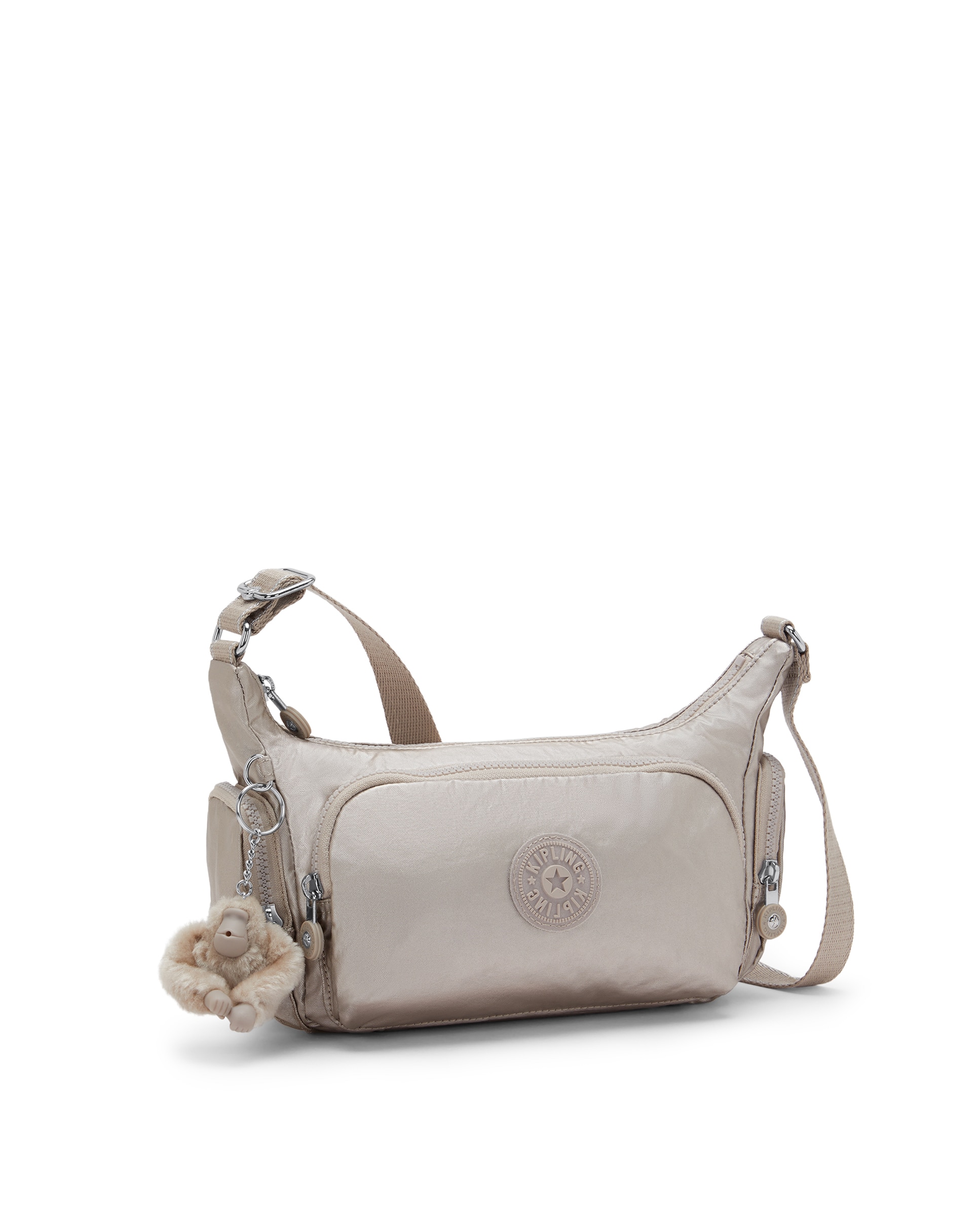 Bandolera pequeña de mujer con bolsillos externos y asa regulable - Kipling - Piedra Piedra-4