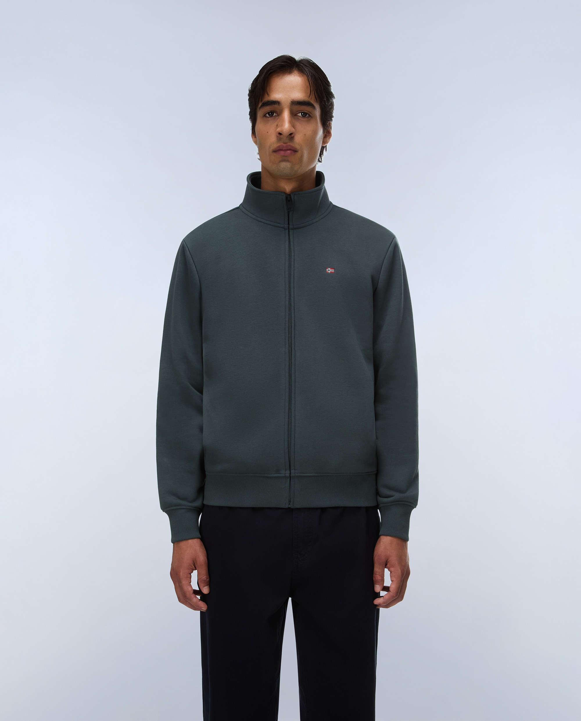 Sudadera de hombre balis fz win con cremallera completa - Napapijri - Verde grisáceo Verde grisáceo-1