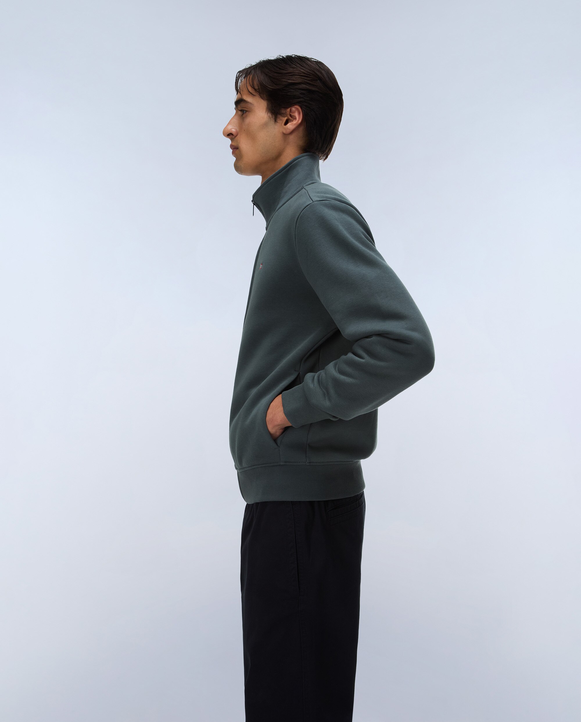 Sudadera de hombre balis fz win con cremallera completa - Napapijri - Verde grisáceo Verde grisáceo-2