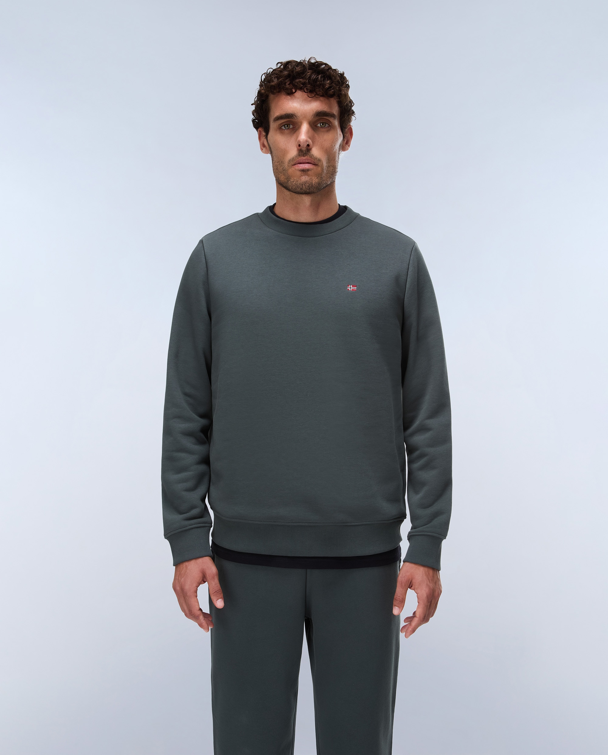 Sudadera de hombre balis c wint con cuello redondo - Napapijri - Verde grisáceo Verde grisáceo-1
