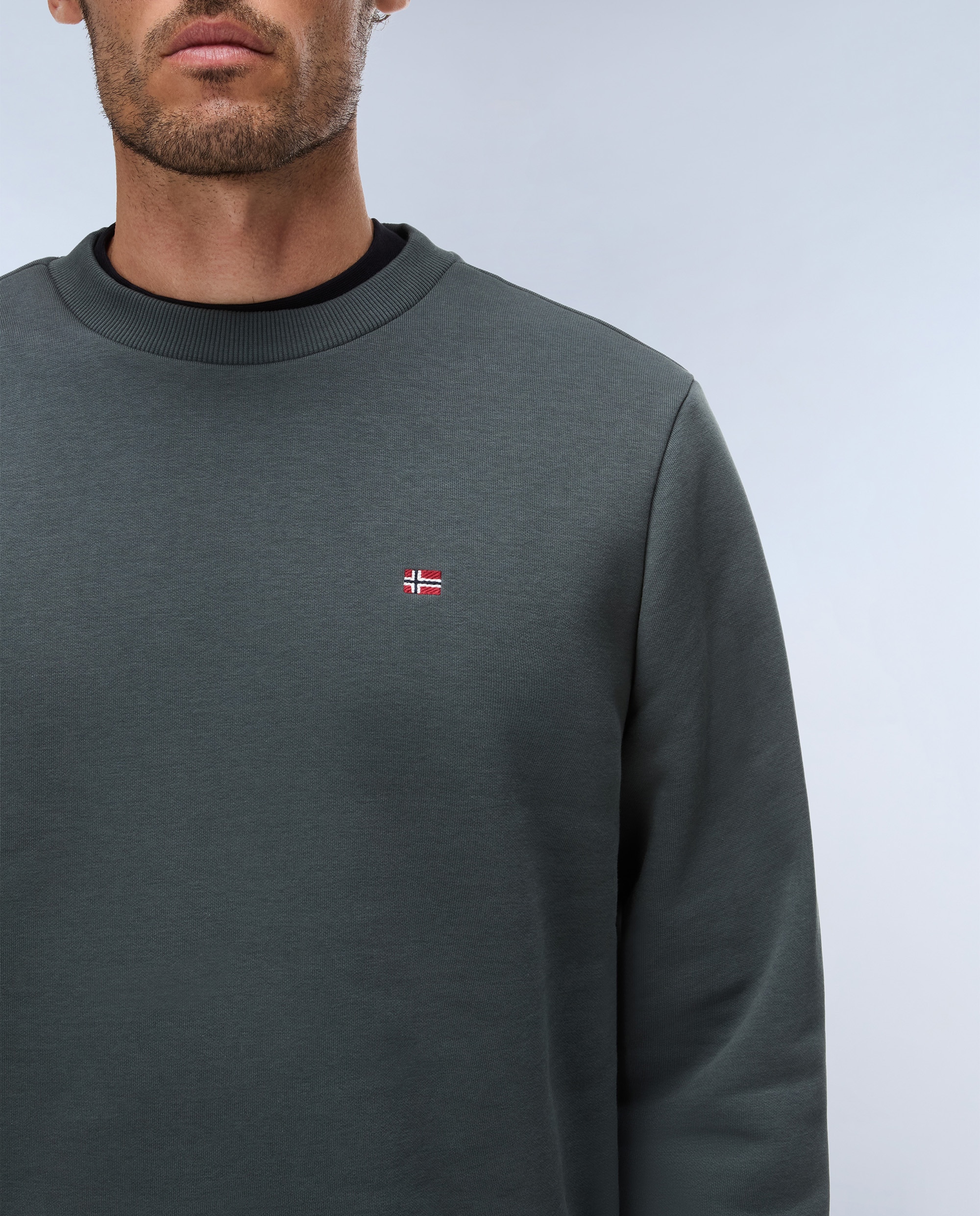 Sudadera de hombre balis c wint con cuello redondo - Napapijri - Verde grisáceo Verde grisáceo-3