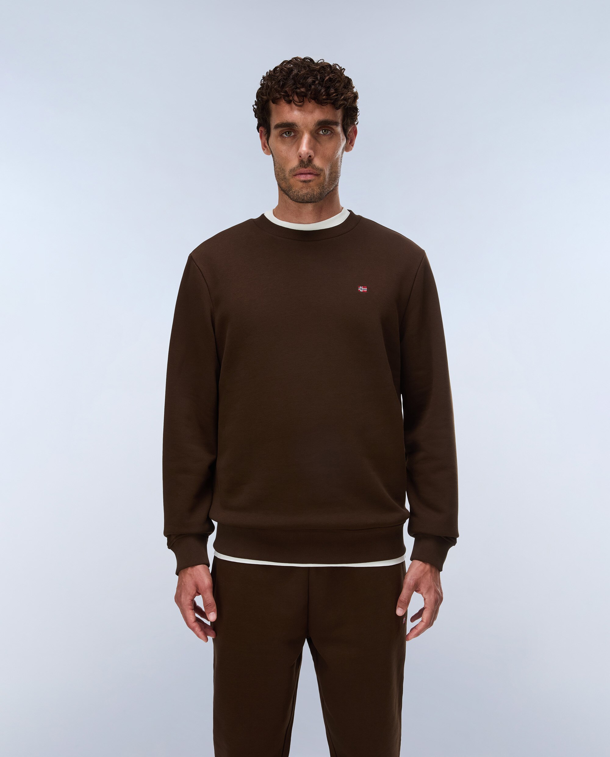 Sudadera de hombre balis c wint con cuello redondo - Napapijri - Marrón chocolate Marrón chocolate-1