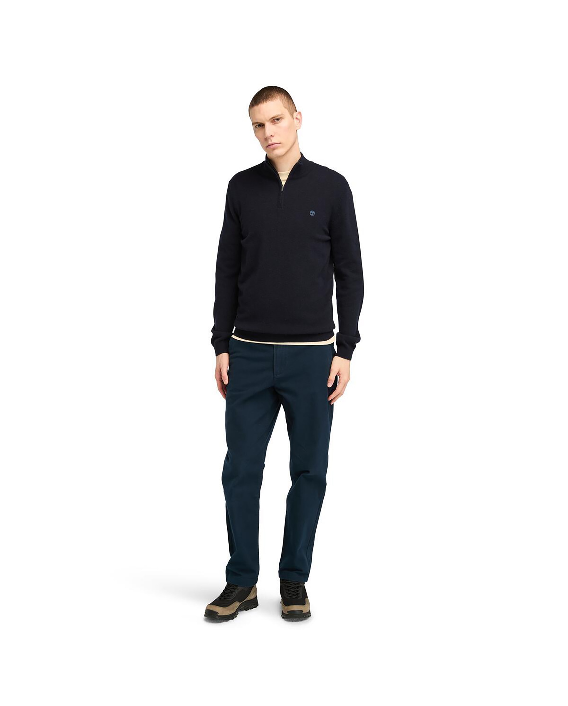 Imagen 2 de Jersey de hombre de lana merina de media cremallera - Timberland - Azul oscuro Azul oscuro
