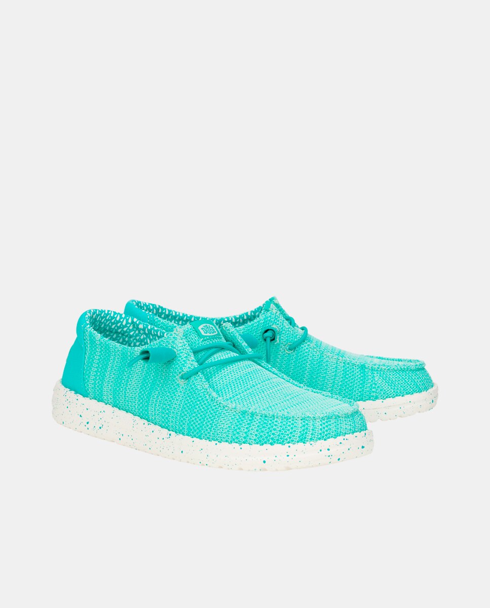 Zapatillas de cordones de mujer en malla elástica - HeyDude - Turquesa Turquesa-2