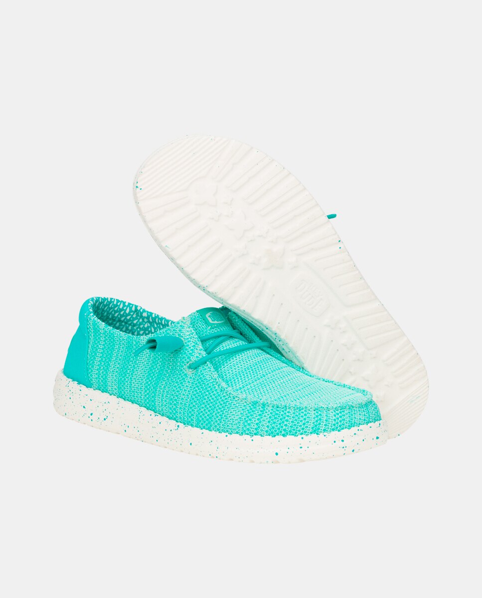 Zapatillas de cordones de mujer en malla elástica - HeyDude - Turquesa Turquesa-3