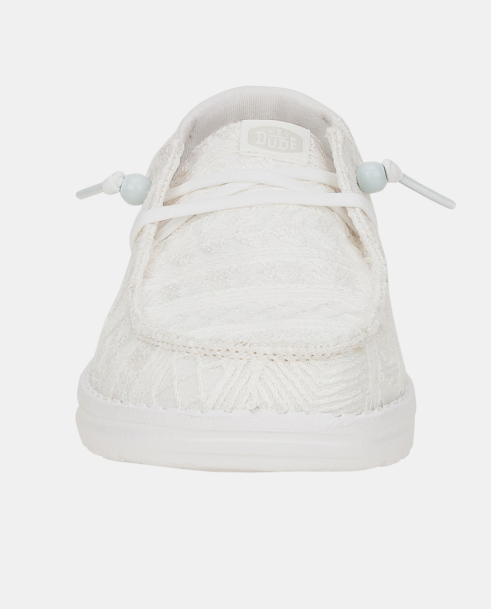 Zapatos de cordones de mujer en tejido y crochet - HeyDude - Blanco Blanco-4
