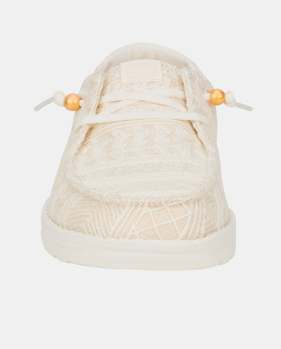 Zapatos de cordones de mujer en tejido y crochet - HeyDude - Beige Beige-4