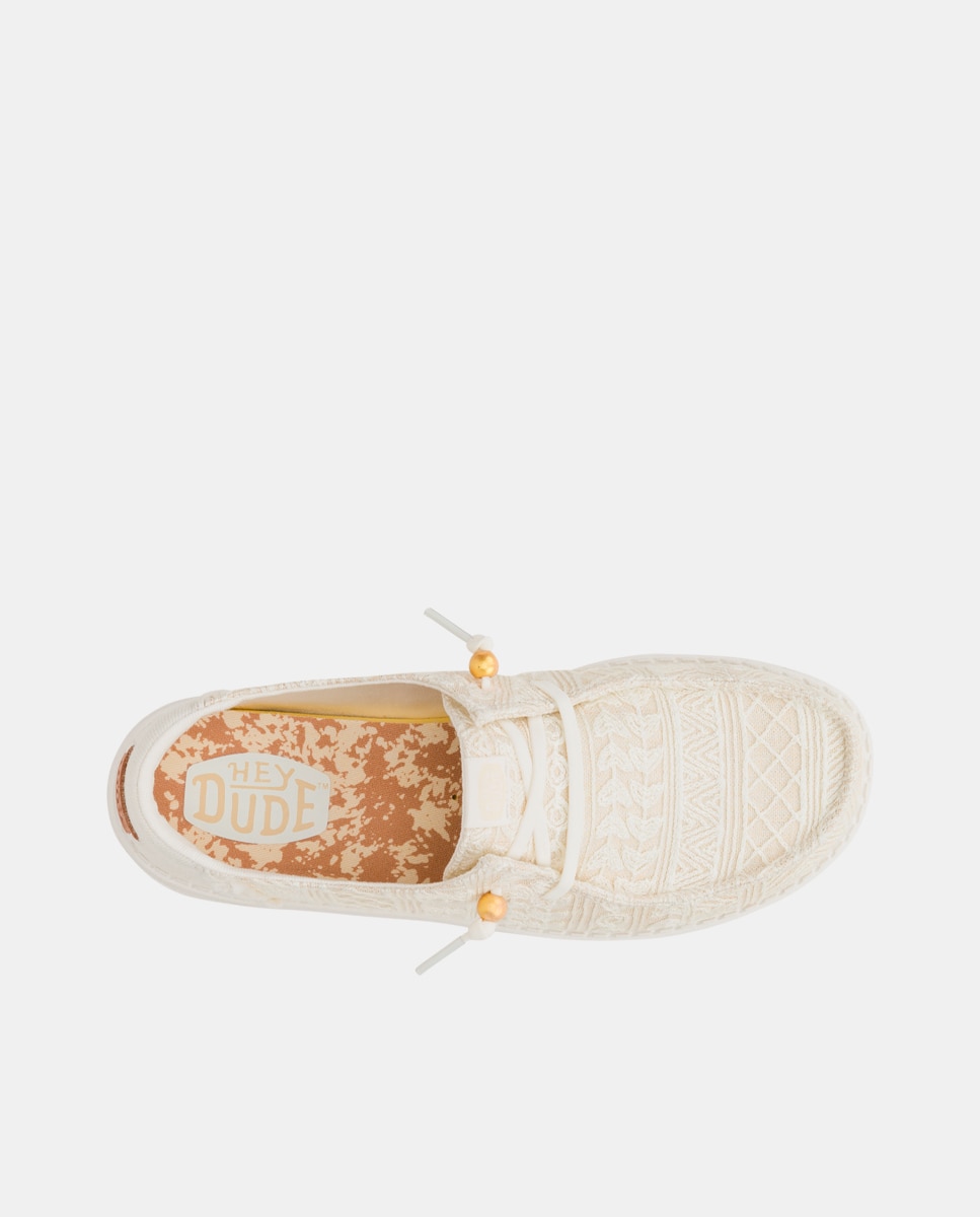 Zapatos de cordones de mujer en tejido y crochet - HeyDude - Beige Beige-6
