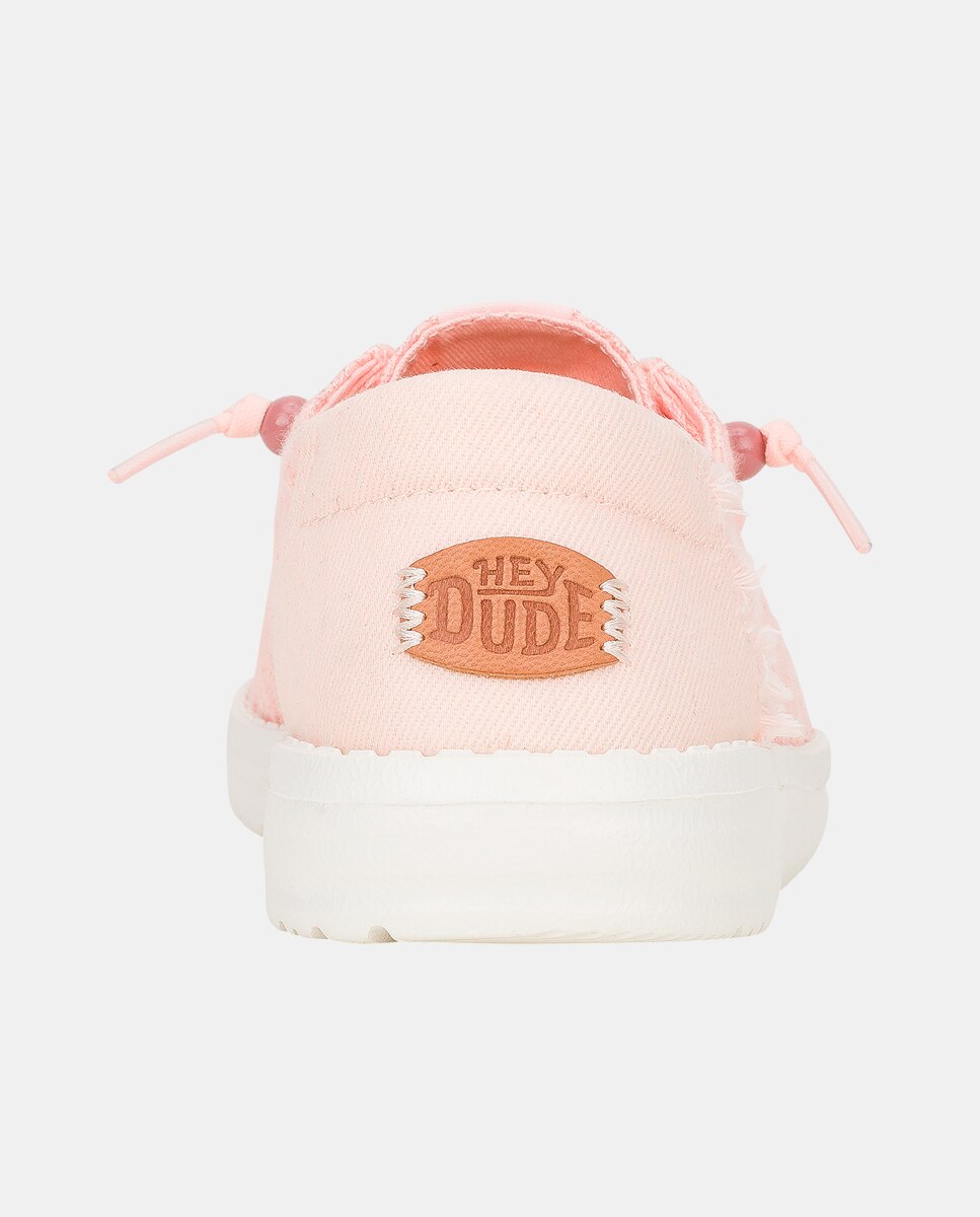 Zapatos de cordones de mujer en tejido y crochet - HeyDude - Rosa pastel Rosa pastel-6