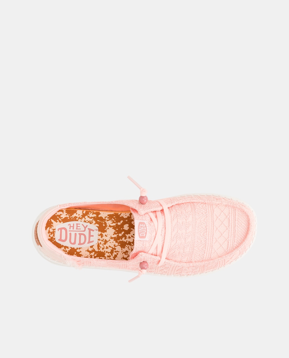 Zapatos de cordones de mujer en tejido y crochet - HeyDude - Rosa pastel Rosa pastel-7