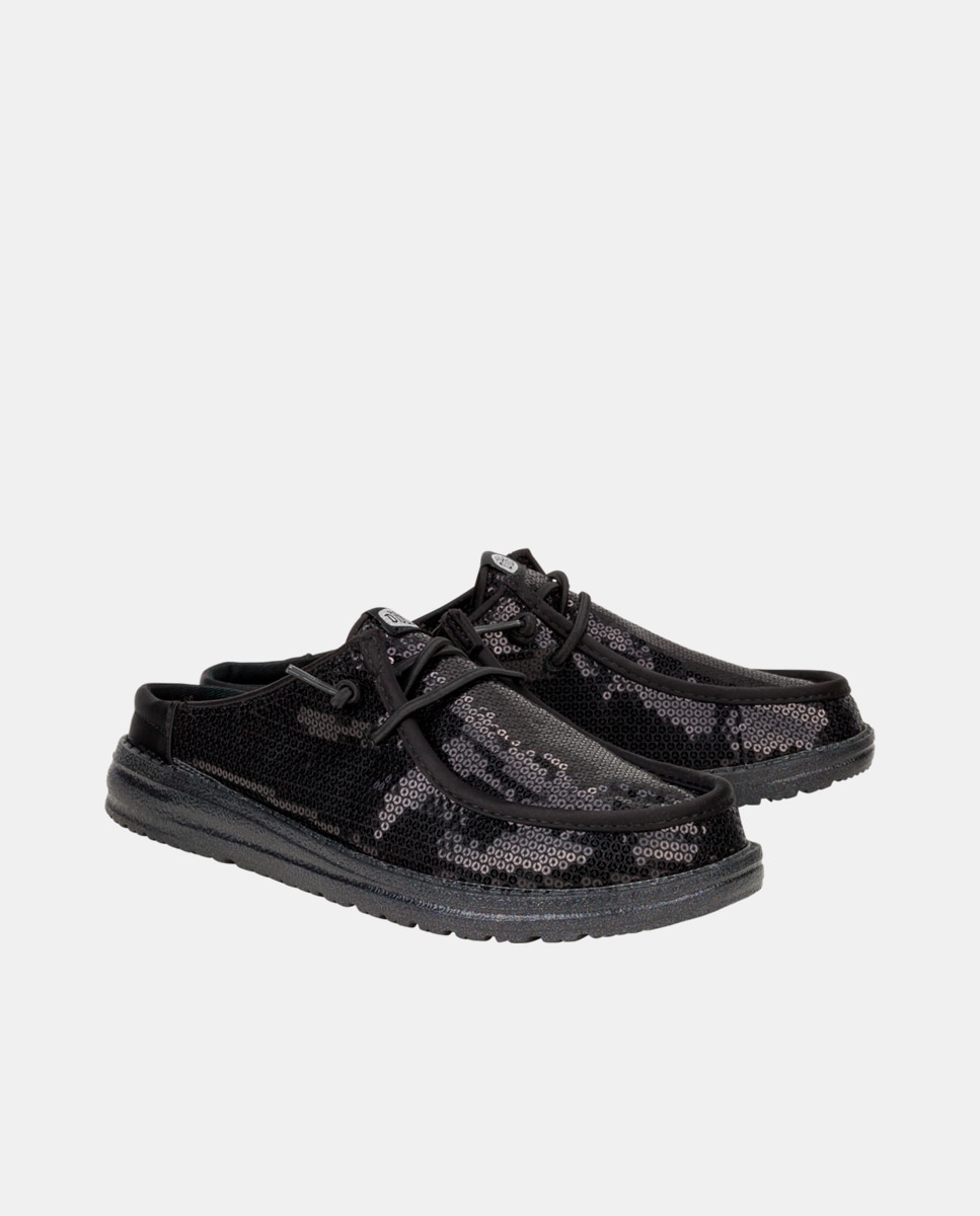 Zueco de mujer en lentejuelas - HeyDude - Negro Negro-5
