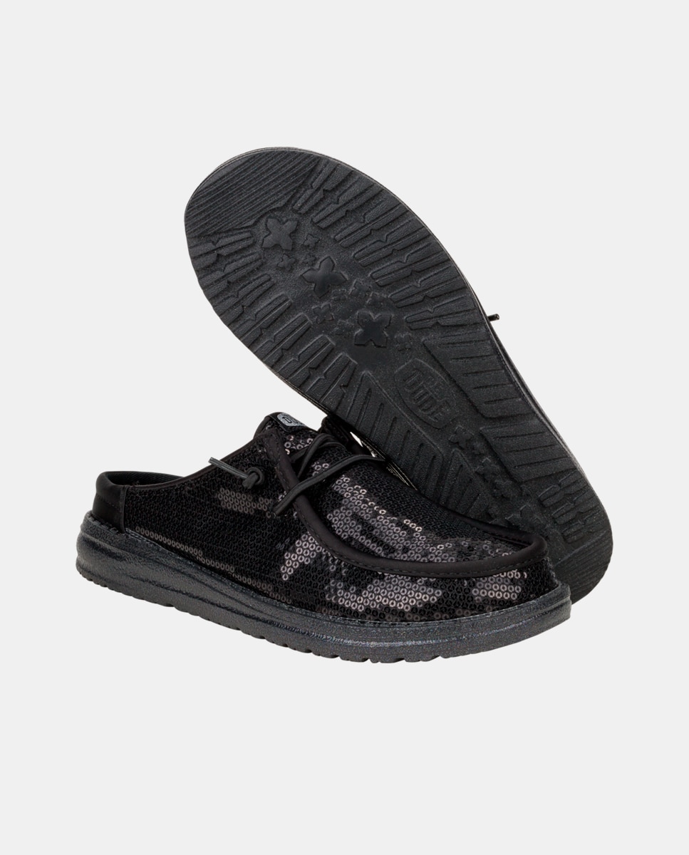 Zueco de mujer en lentejuelas - HeyDude - Negro Negro-4