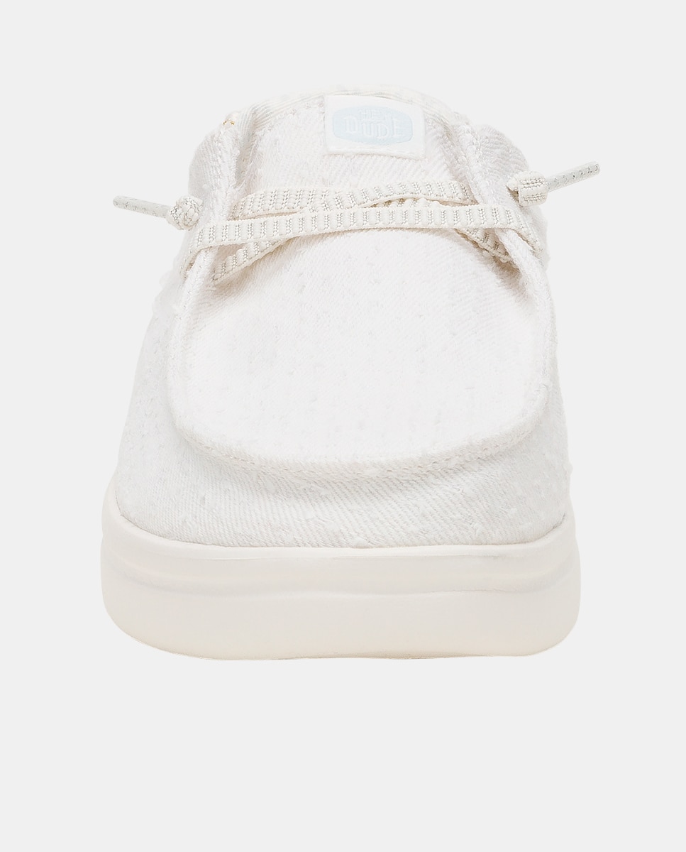 Zapato de cordones de mujer de plataforma y algodón - HeyDude - Blanco Blanco-2