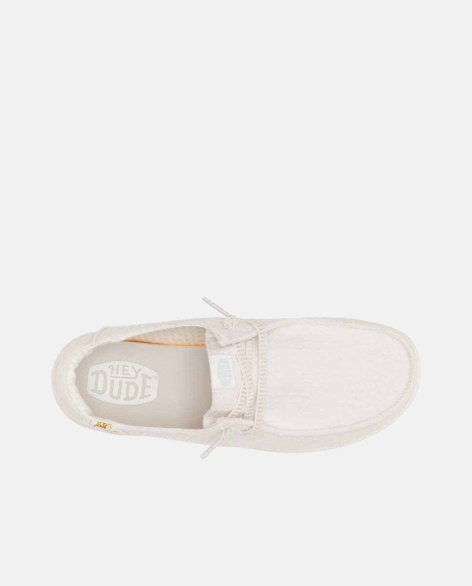 Zapato de cordones de mujer de plataforma y algodón - HeyDude - Blanco Blanco-4