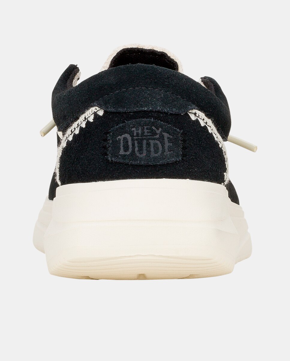 Zapato de cordones de mujer en crochet y ante - HeyDude - Negro Negro-4