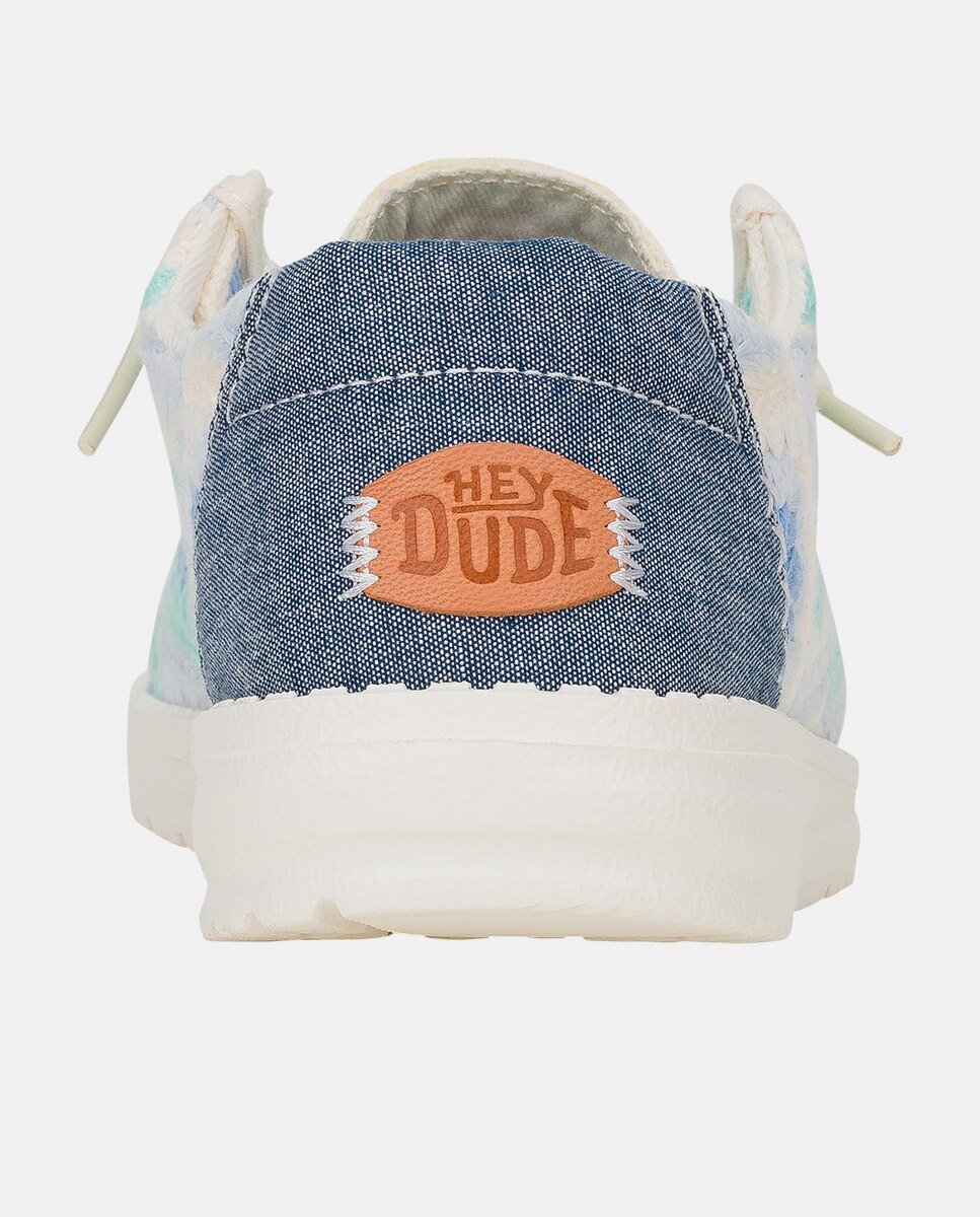 Zapato de cordones de mujer en algodón y crochet - HeyDude - Azul claro Azul claro-5