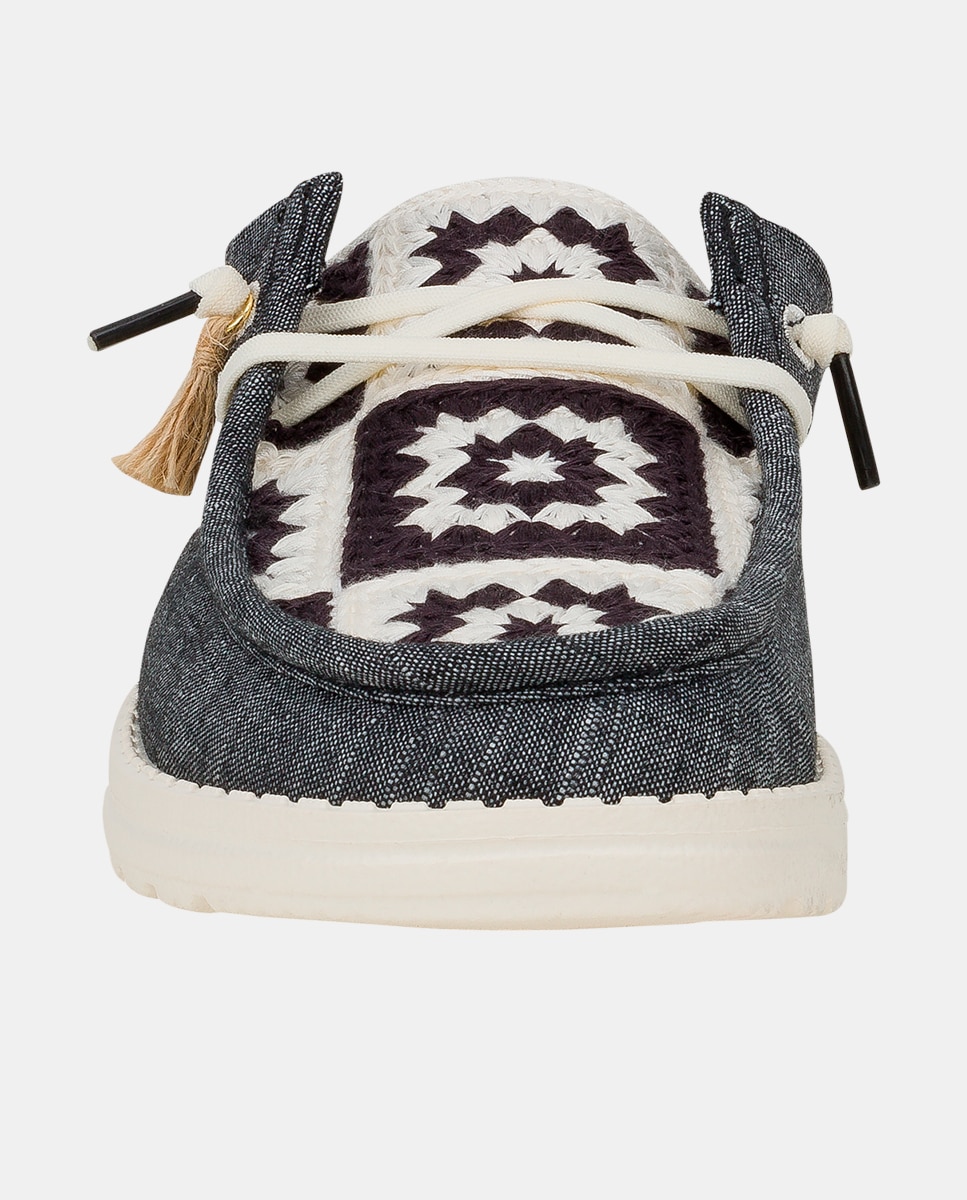 Zueco de mujer en tejido y crochet - HeyDude - Gris Gris-2