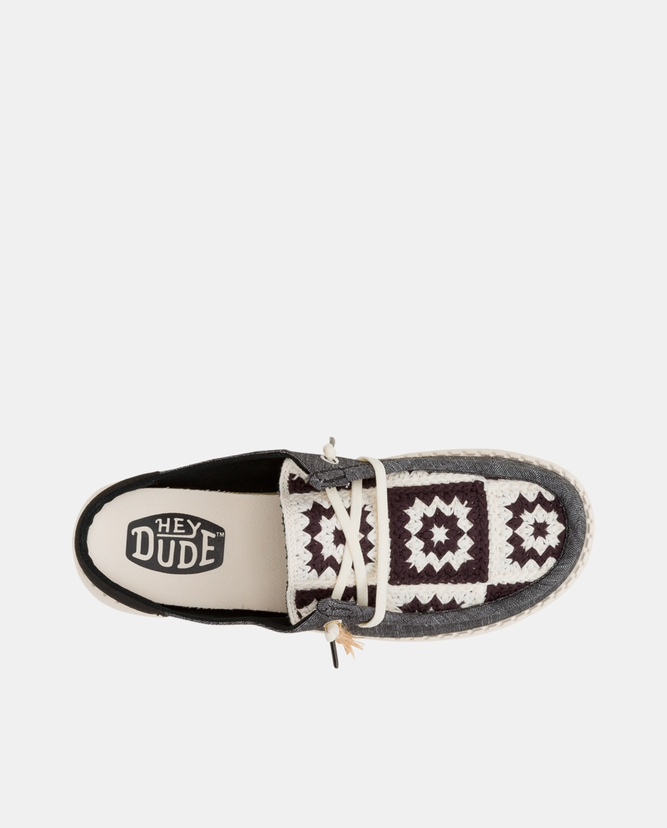Zueco de mujer en tejido y crochet - HeyDude - Gris Gris-3