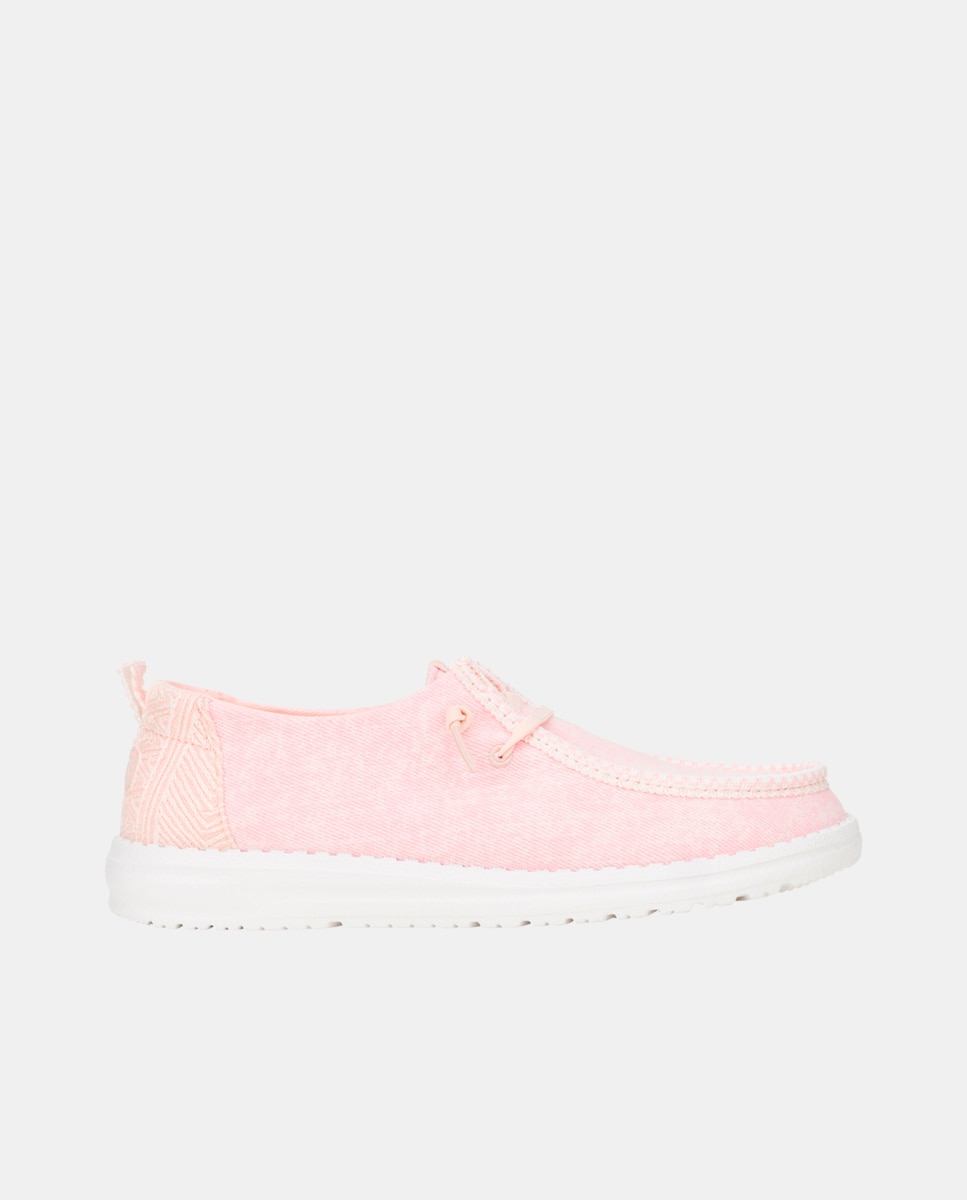 Zapato de cordones de mujer en algodón con encaje - HeyDude - Rosa claro Rosa claro-1