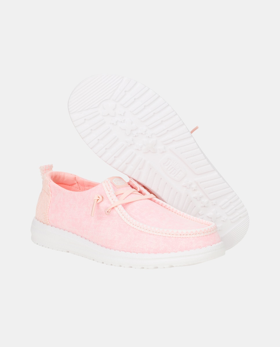 Zapato de cordones de mujer en algodón con encaje - HeyDude - Rosa claro Rosa claro-3