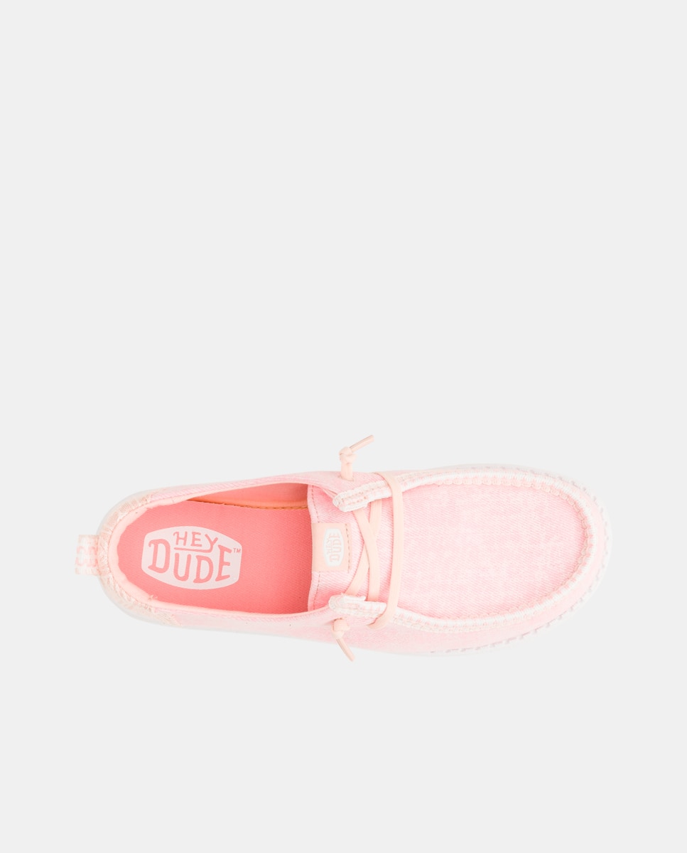 Zapato de cordones de mujer en algodón con encaje - HeyDude - Rosa claro Rosa claro-6
