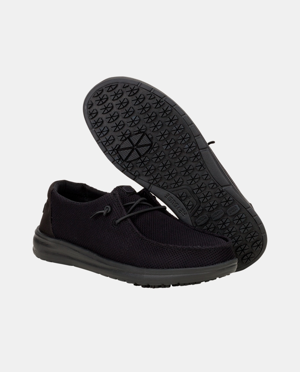 Zapato de cordones de mujer en malla repelente al agua - HeyDude - Negro Negro-3