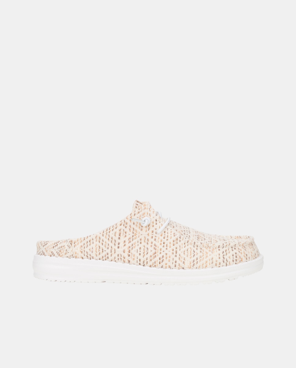HeyDude - Zapato de cordones de mujer en tejido y bordados.