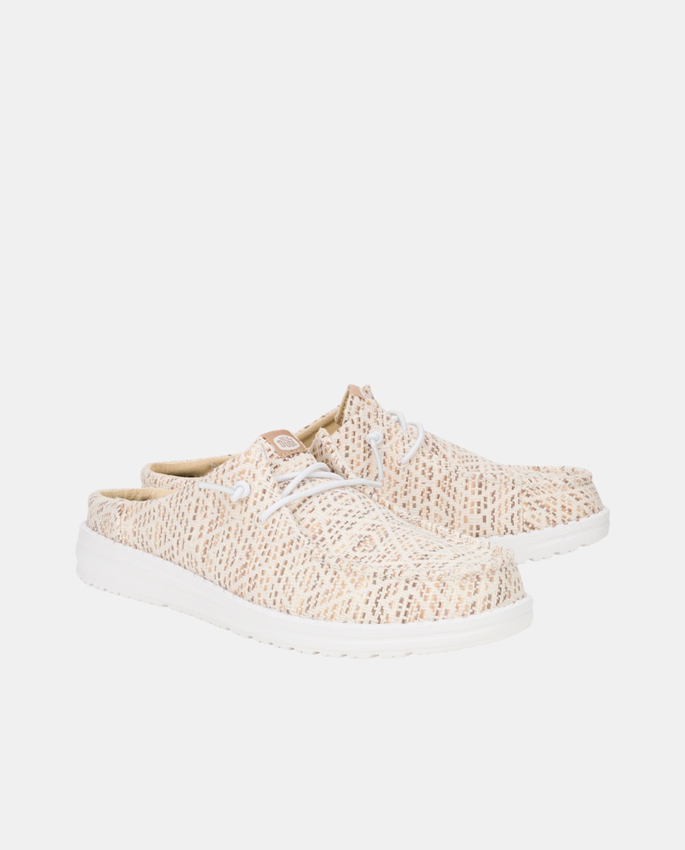 Zapato de cordones de mujer en tejido y bordados - HeyDude - Beige Beige-6