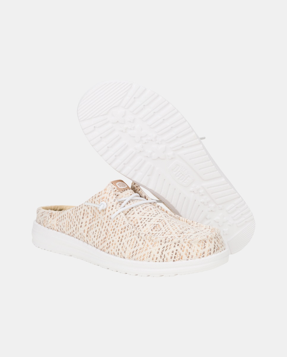 Zapato de cordones de mujer en tejido y bordados - HeyDude - Beige Beige-5
