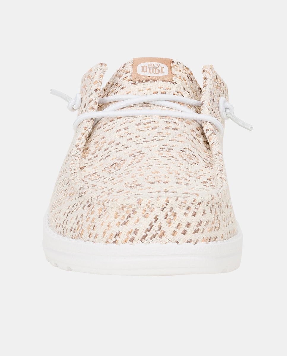 Zapato de cordones de mujer en tejido y bordados - HeyDude - Beige Beige-2