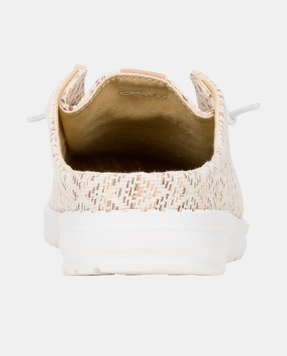 Zapato de cordones de mujer en tejido y bordados - HeyDude - Beige Beige-3