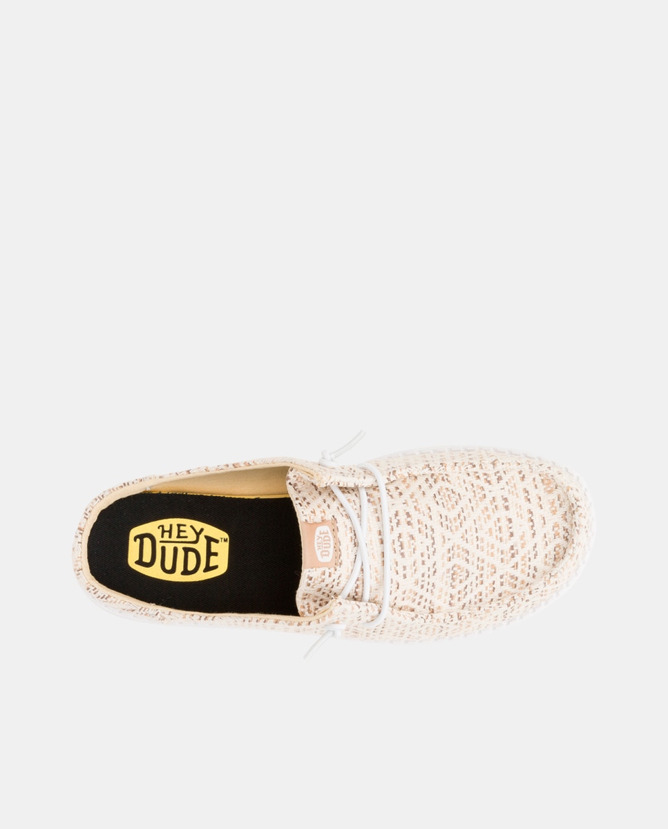 Zapato de cordones de mujer en tejido y bordados - HeyDude - Beige Beige-4