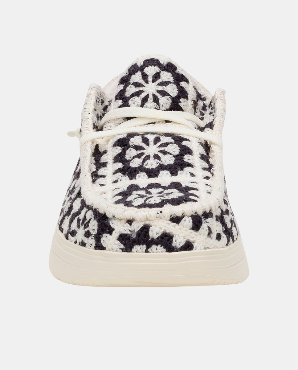 Zapato de cordones de mujer en crochet y ante - HeyDude - Beige Beige-4