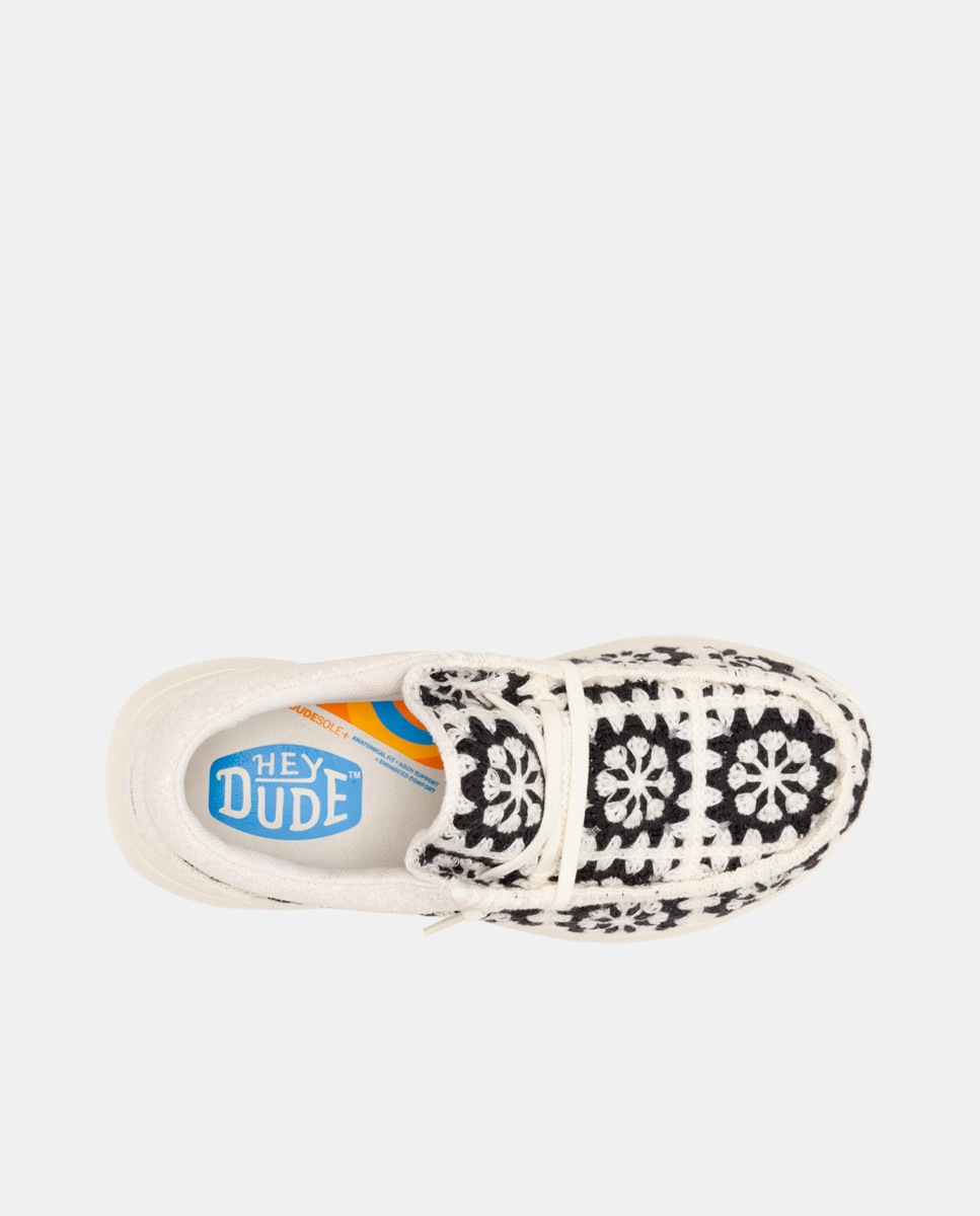 Zapato de cordones de mujer en crochet y ante - HeyDude - Beige Beige-6