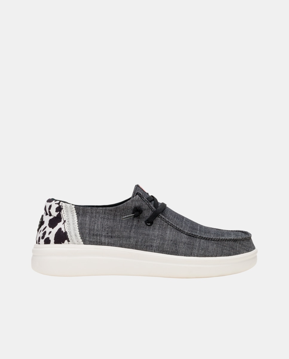 Zapatos de cordones de mujer de plataforma y estamapado animal - HeyDude - Gris Gris-1