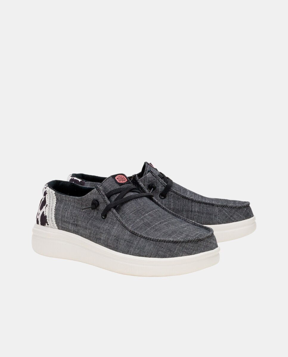 Zapatos de cordones de mujer de plataforma y estamapado animal - HeyDude - Gris Gris-3