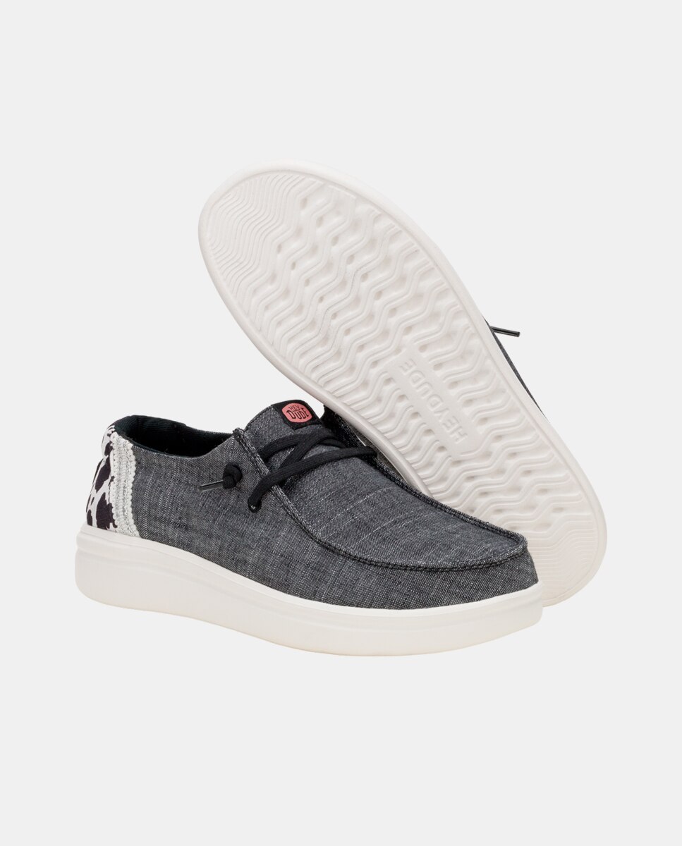 Zapatos de cordones de mujer de plataforma y estamapado animal - HeyDude - Gris Gris-2