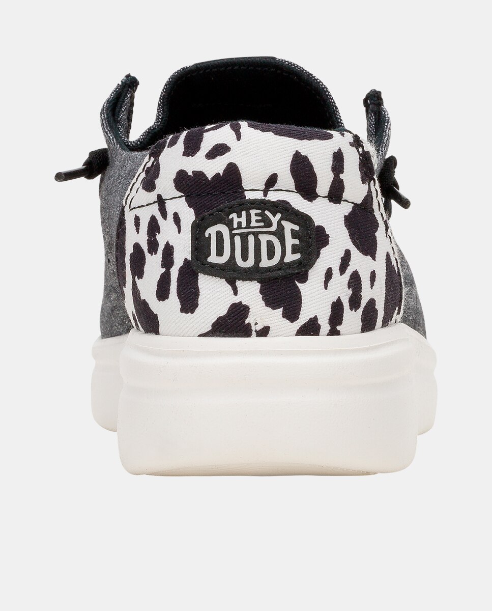 Zapatos de cordones de mujer de plataforma y estamapado animal - HeyDude - Gris Gris-5