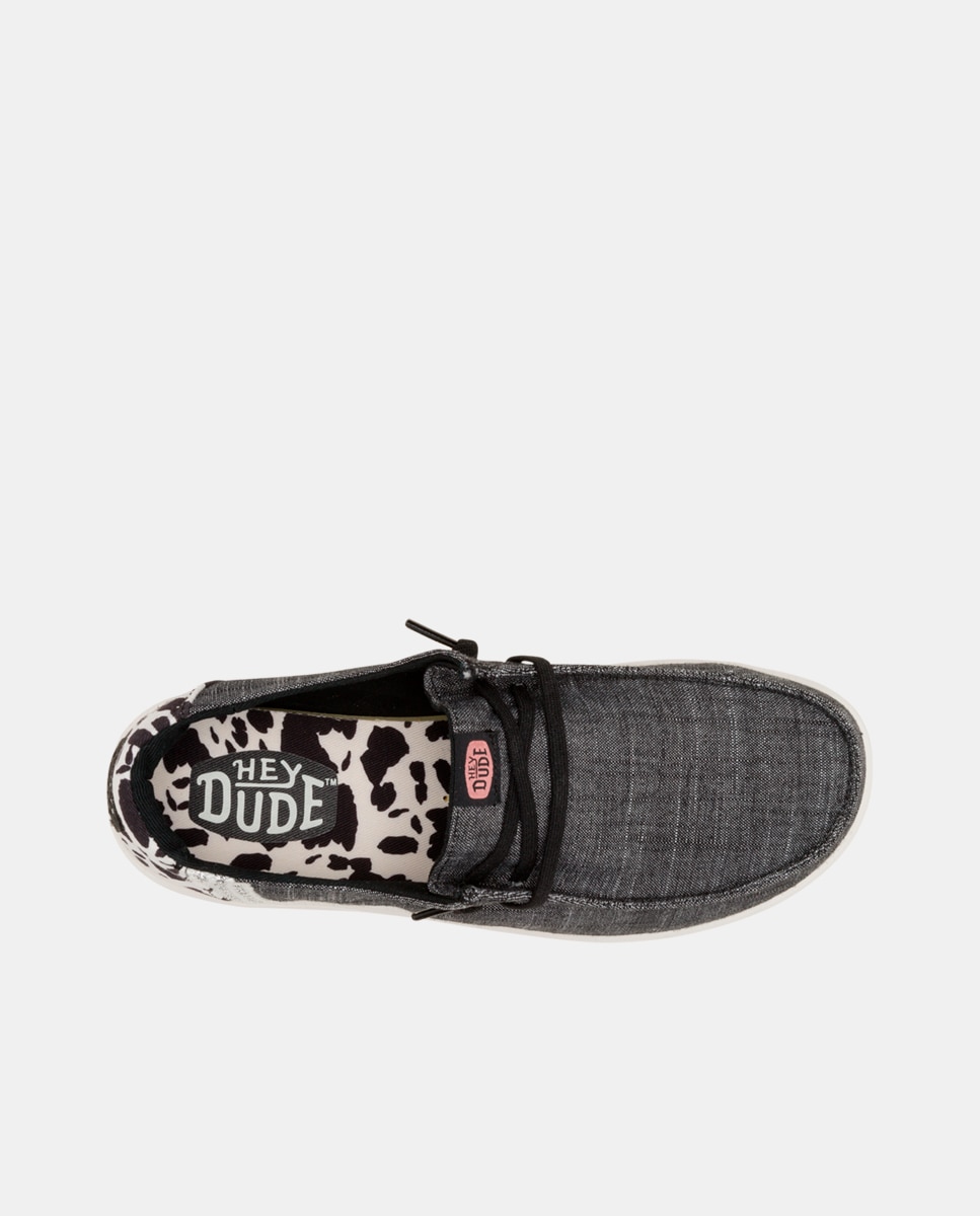 Zapatos de cordones de mujer de plataforma y estamapado animal - HeyDude - Gris Gris-6