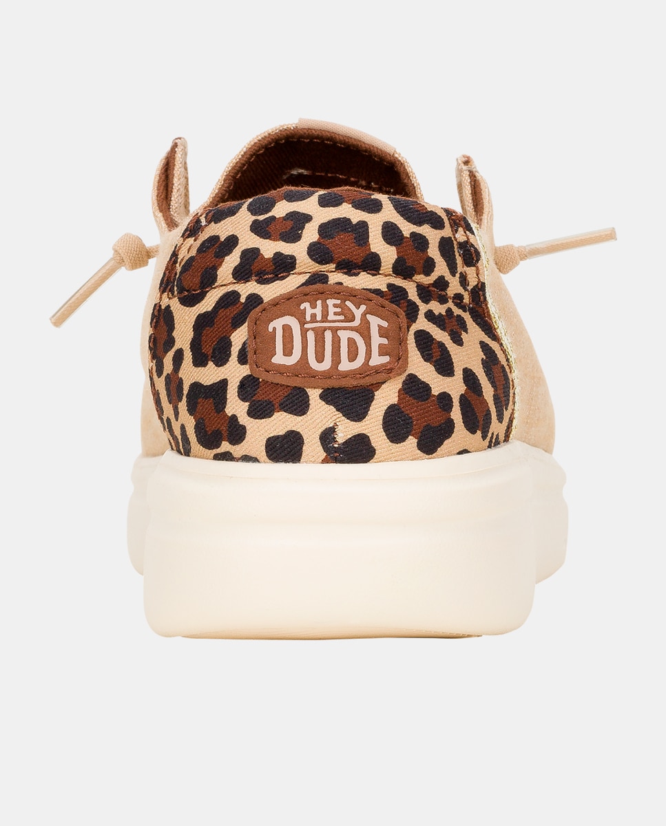 Zapatos de cordones de mujer de plataforma y estamapado animal - HeyDude - Beige Beige-3
