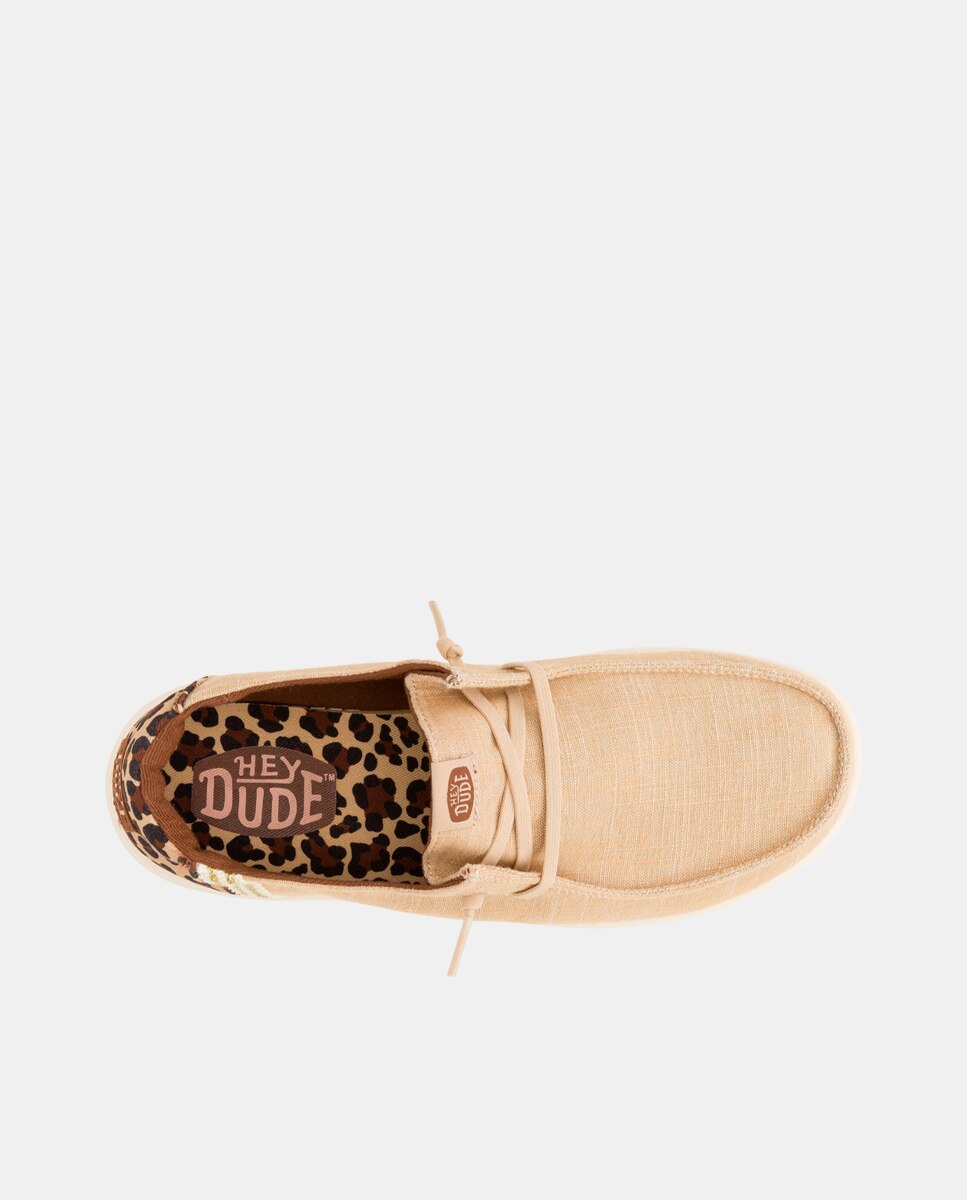 Zapatos de cordones de mujer de plataforma y estamapado animal - HeyDude - Beige Beige-6