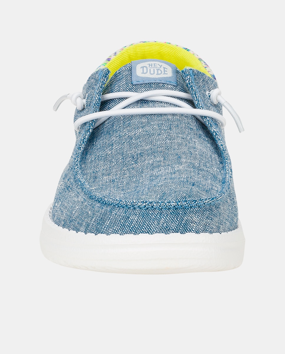 Zapato de cordones de mujer en tejido y detalles bordados - HeyDude - Azul Azul-6