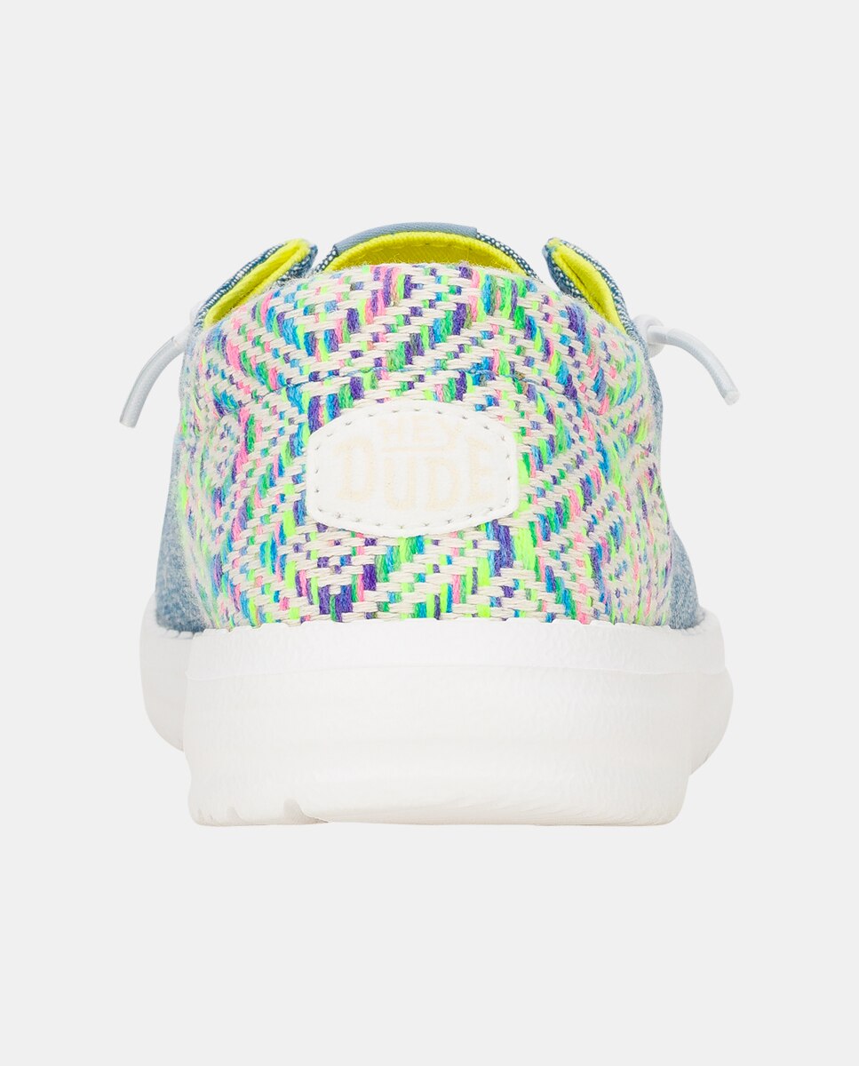 Zapato de cordones de mujer en tejido y detalles bordados - HeyDude - Azul Azul-2