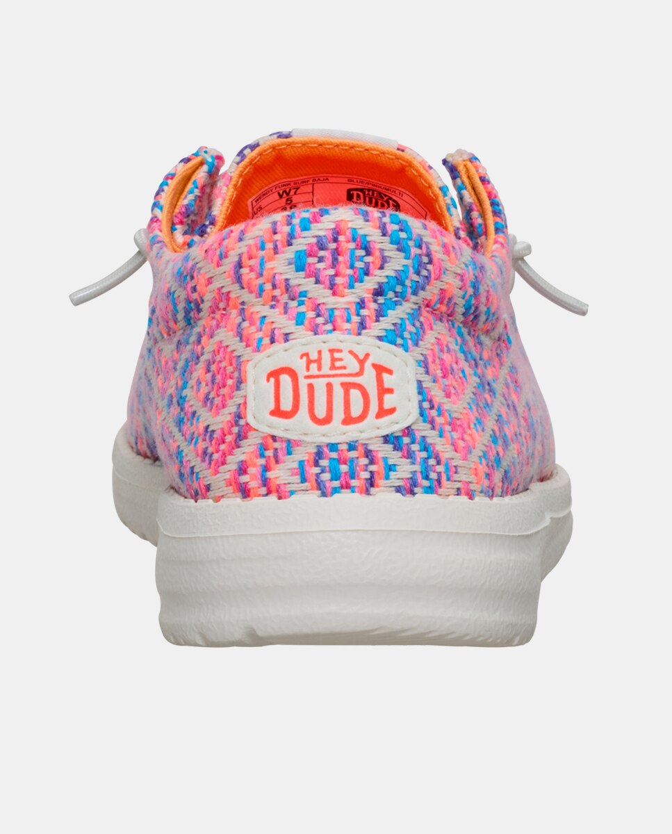 Zapato de cordones de mujer en tejido y detalles bordados - HeyDude - Rosa Rosa-6