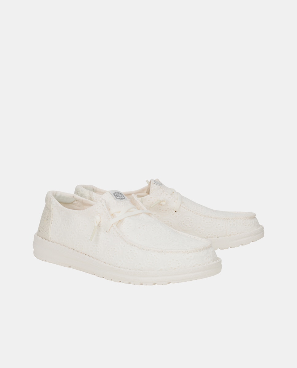 Zapato de cordones de mujer en algodón con ojales - HeyDude - Blanco Blanco-6